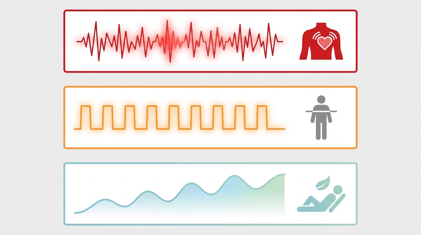 Waveform comparison of alarm sound types.