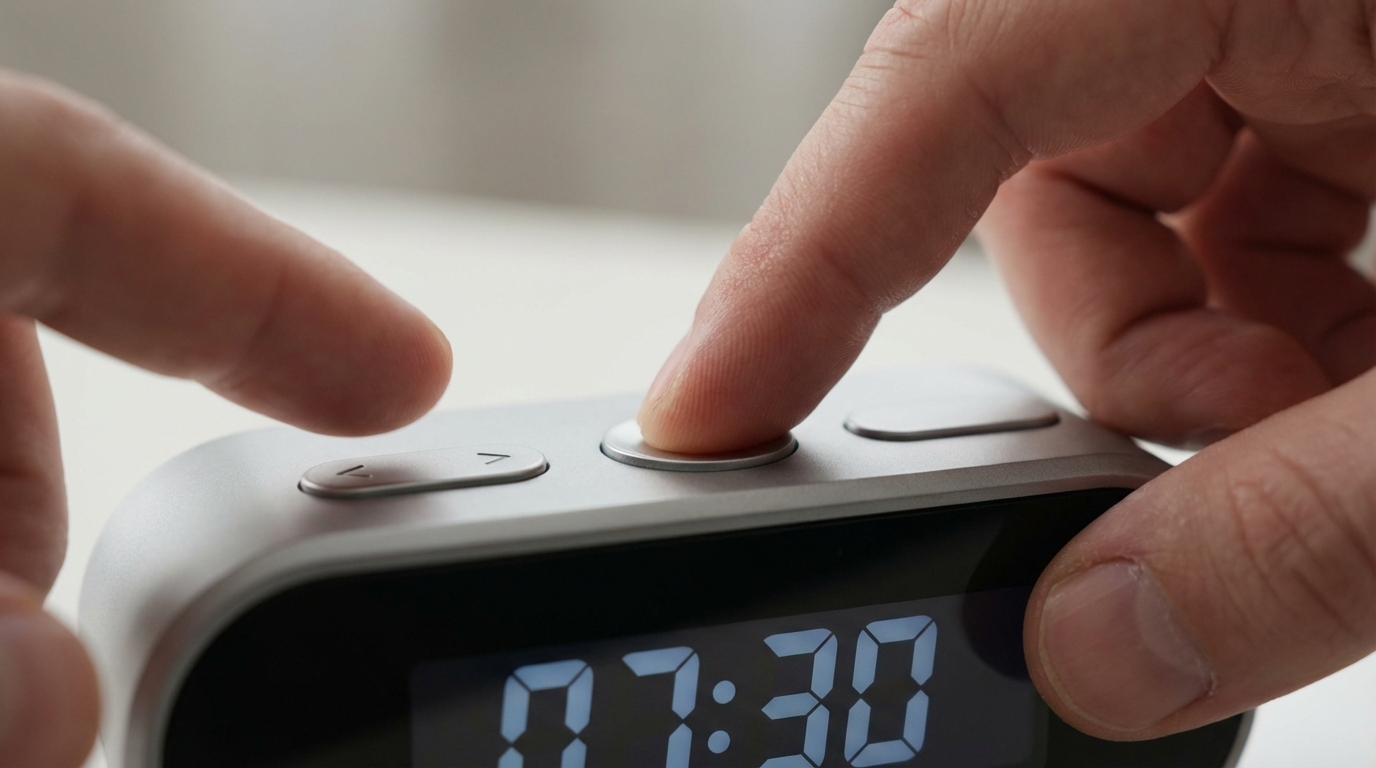 Mains en action : appui long pour entrer en mode réglage.