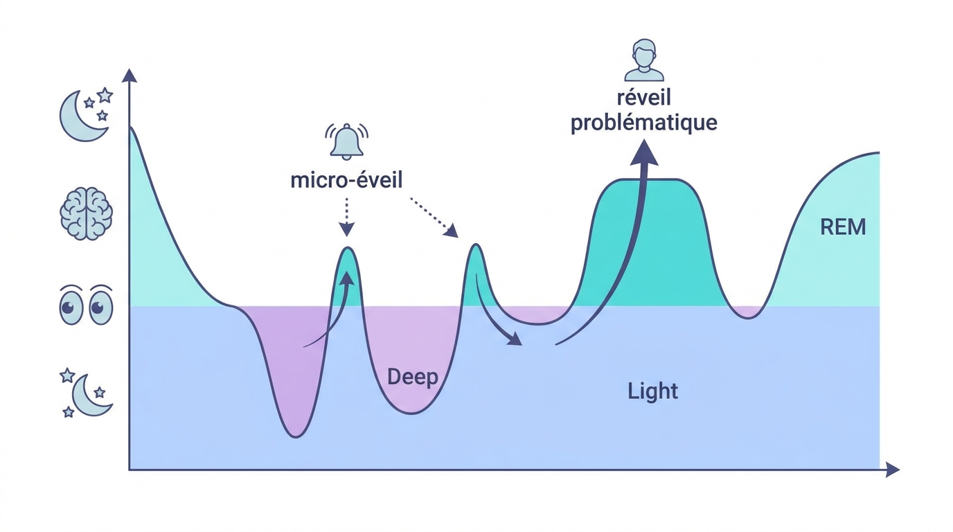Différencier micro-éveils physiologiques et réveils prolongés.