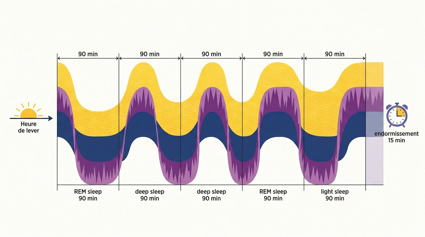 Schéma des cycles de sommeil et des zones de réveil plus faciles.