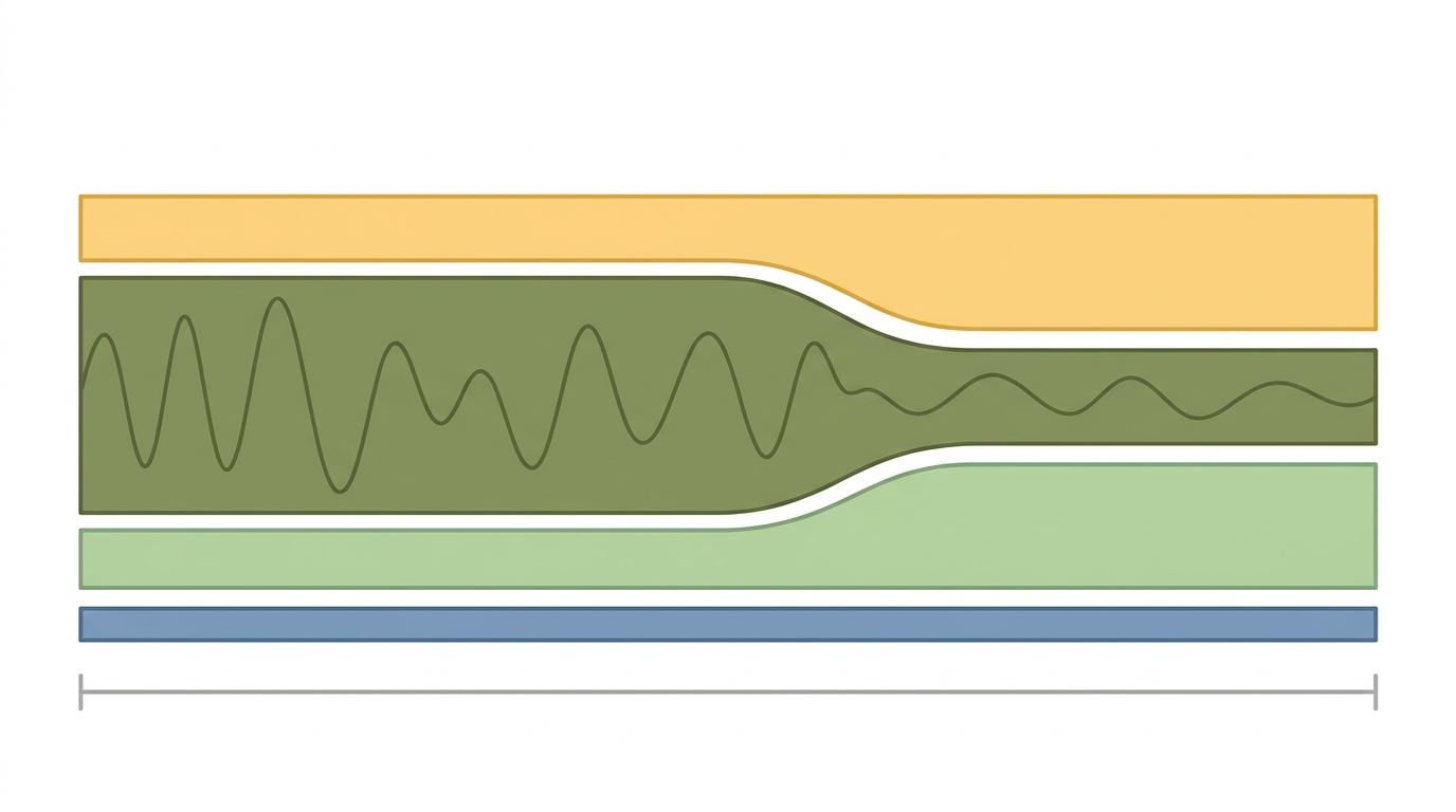 Schéma de la structure du sommeil avec N3 (sommeil lent profond) dominant au début.