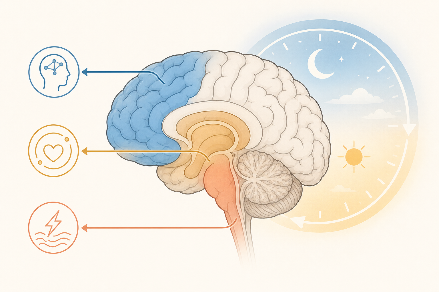 Lien entre privation de sommeil, cognition, humeur et réponse au stress.